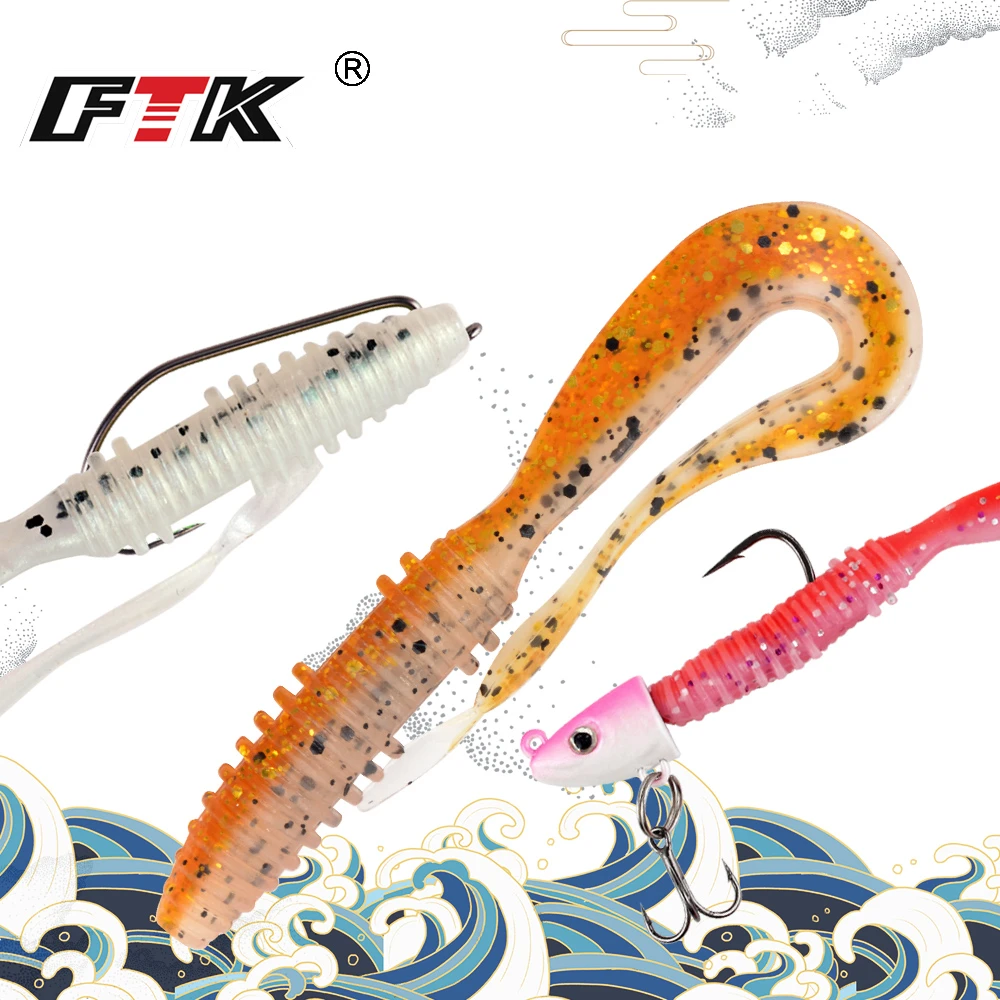 5" Spindle Worm Fishing Lure Set For Bass, Pike, Zander - 5 Lures With Hooks Included