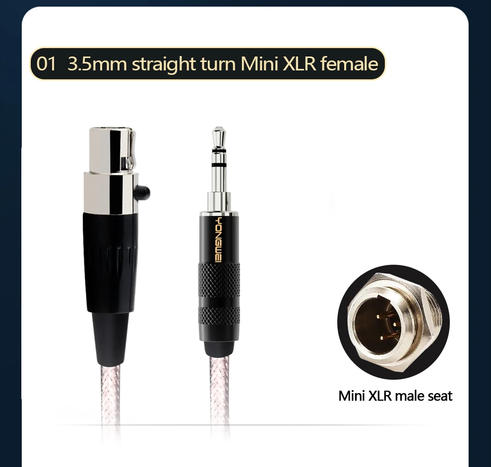 YONGWEI Jack 3.5mm 1/8 to 3-Pin Mini XLR Cable TRS 1/8 Inch Aux Stereo Male to Mini XLR Female Audio Adapter Cable for AKG K550