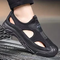 Men's Summer New Comfortable Casual Sandals Soft Bottom Hollow out Mesh Casual Beach Shoes Easy to Wear Breathable Slippers