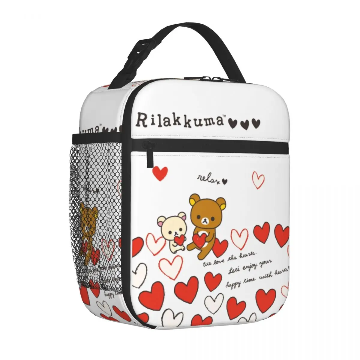 

Изолированные сумки для обеда Rilakkuma в форме сердца на День святого Валентина, вместительный контейнер для обеда, сумка-холодильник, сумка-тоут, Ланч-бокс для офиса и пикника для мужчин и женщин