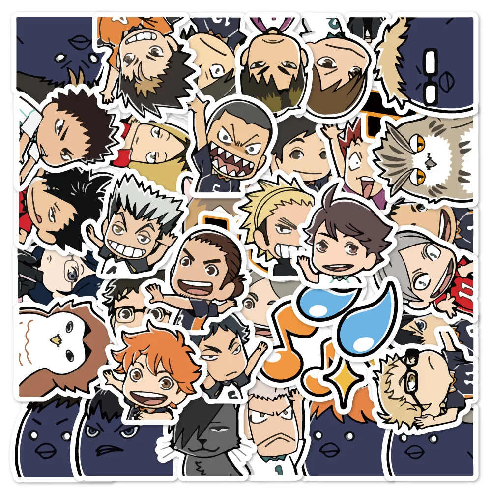 10 30 50pcs anime ghost in the shell stickers luggage school student diary hand ledger motorcycle stationery mobile phone 40Pcs Anime Haikyuu Stickers Cute Cartoon for Laptop Phone Guitar Diary Car Notebook Scrapbook Decoration Stickers Kid Toy