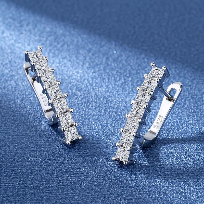 925 Silver Earrings For Women Round Zircon Earrings Sparkling Party Wedding Sterling Silver Jewelry Gift Accessories - 5