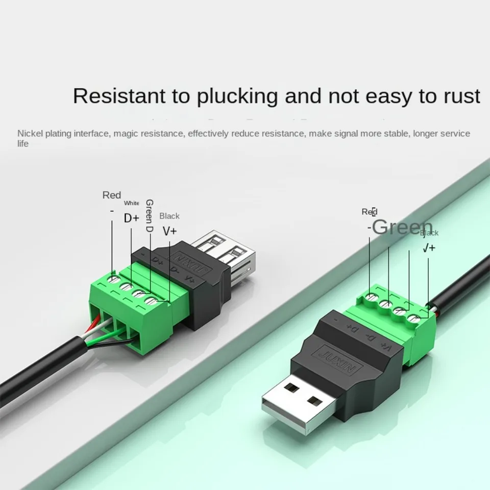 USB Screw Terminal Block Connector, USB 2.0 Type A Male To 5 - View #6
