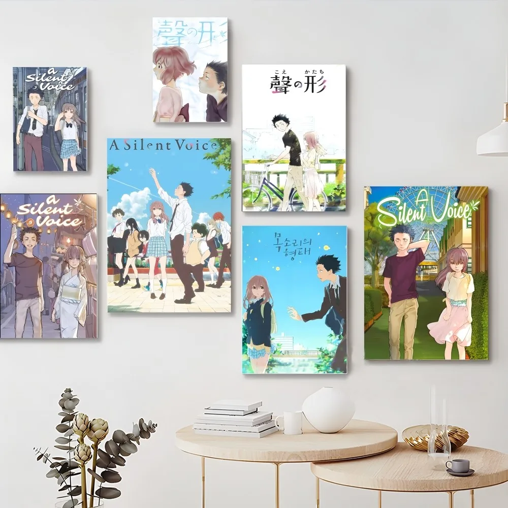 

Anime A Silent Voice Poster Self-adhesive Art Poster Retro Kraft Paper Sticker DIY Room Bar Cafe Vintage Decorative
