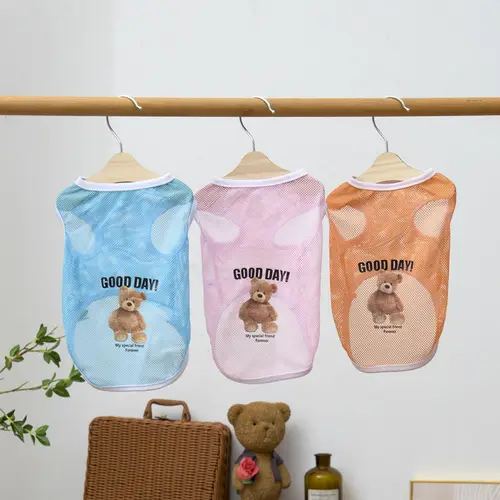 통기성 반려견 고양이 여름 옷, 메쉬 얇은 쿨 강아지 의류, 다채로운 곰 개 조끼, 비숑 테디 티셔츠, 강아지 의상 2