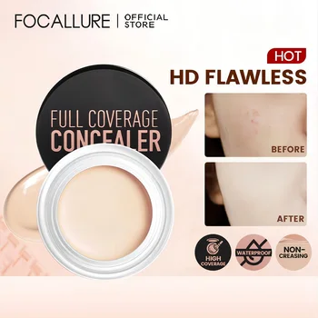 FOCALLURE 방수 풀 커버리지 컨실러 크림, 오래 지속되는 오일 컨트롤 모이스처라이징, 경량 파운데이션 메이크업 화장품