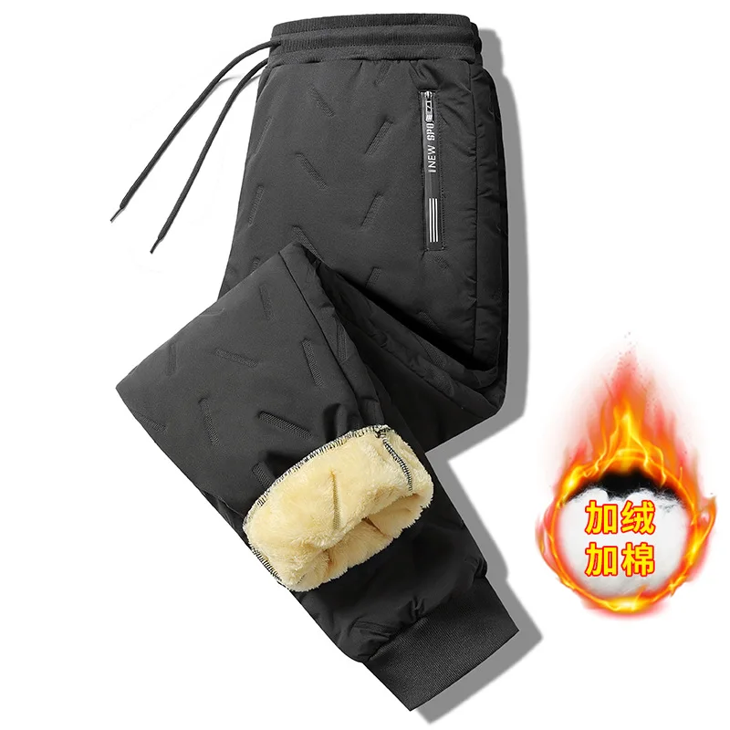 Men's Lamb Wool Warm Trousers, Thickened and Plus Velvet Winter Sports Casual Pants, Stylish Plus Size Tide Pants
