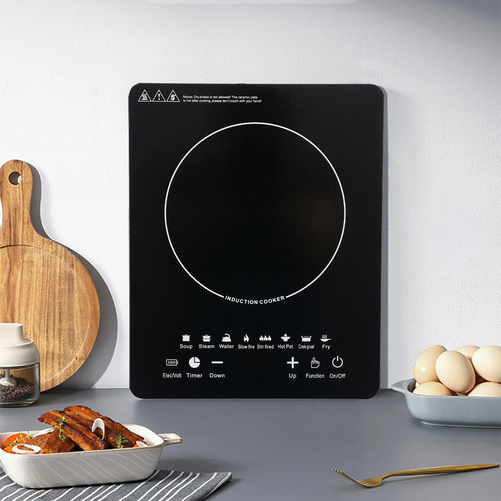 Description Picture 6 of item750W 110V Electric Induction Cooktop Explosion-proof Glass Touch Panel Automatic Shut-off Over-heat Waterproof Leakproof
