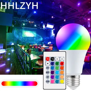 LED RGB 조명 E27 스마트 컨트롤 램프, 밝기 조절 가능, 5W, 10W, 15W, RGBW LED 램프, 다채로운 변경 전구, RGBW 화이트 홈 장식