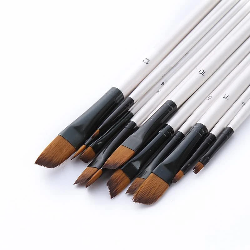 12Pcs ���Ϸ� ��� ����Ʈ �귯�� ���� ���� Filbert �÷� ���� ��ũ ����Ʈ �׸� �н� DIY ��äȭ ���� ��