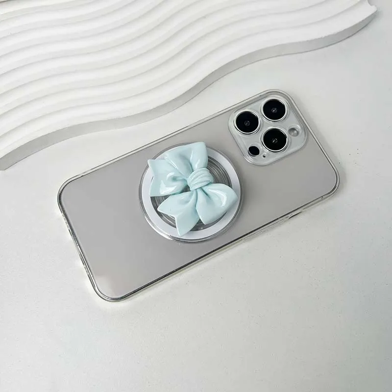 Charming Resin Bow Phone Grip with Adhesive & Magnetic Support