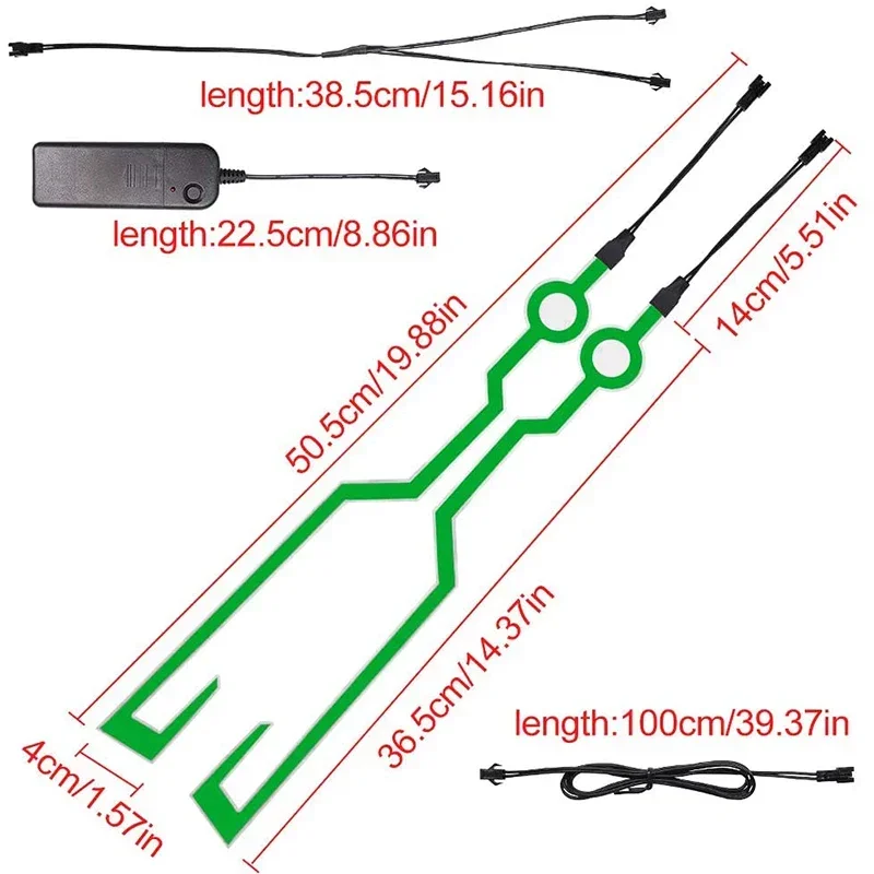 Waterproof Motorcycle Bike Helmet LED Cold Light Strip EL Sticker 4 Flashing Warning Lights Night Riding Helmet Kit Accessories