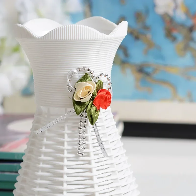Plastic Rattan Vase Home Decor Basket Flowers Pot Rattan Basket Wedding Table Decor Flower Vase Wedding Vase