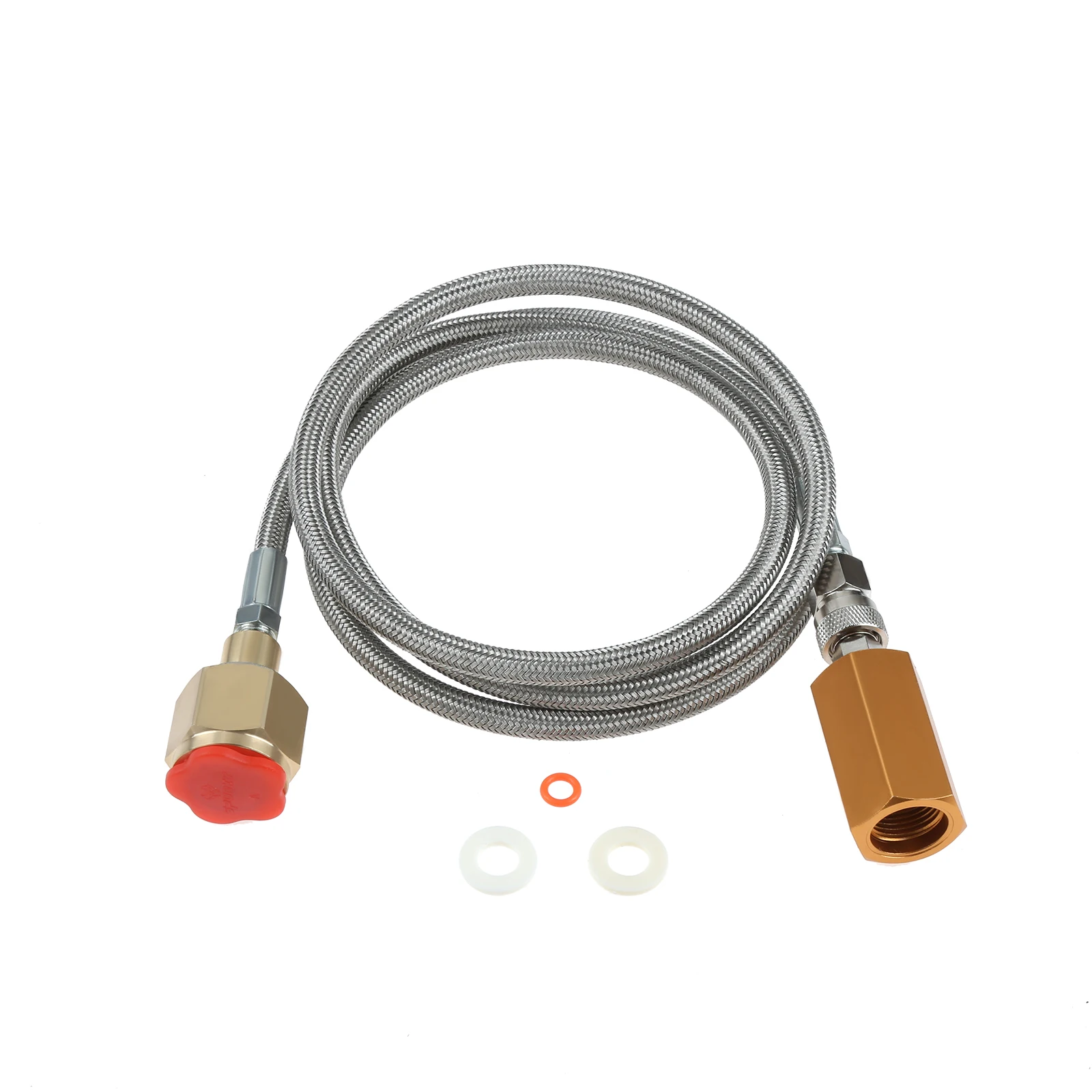 

CO2 Adapter 60In Stainless Steel Braided Hose with Gasket CGA320 to M18*1.5 Connect for Soda Water Maker CO2 Cylinder Large Tank