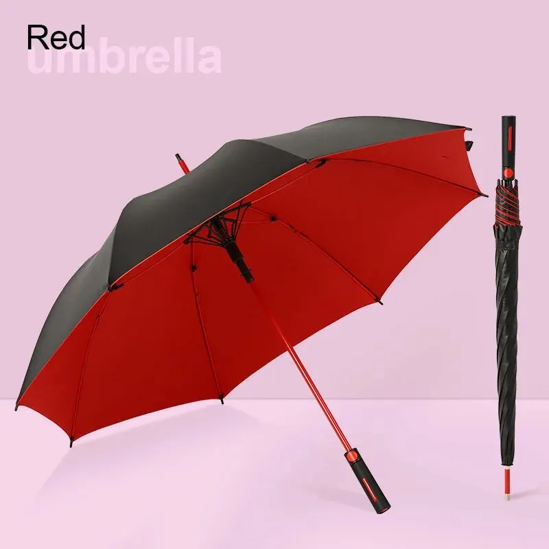 1Pc Large Umbrella Two-Color Sturdy Vinyl Umbrella Wind-Resistant Rain-Proof Business Umbrella