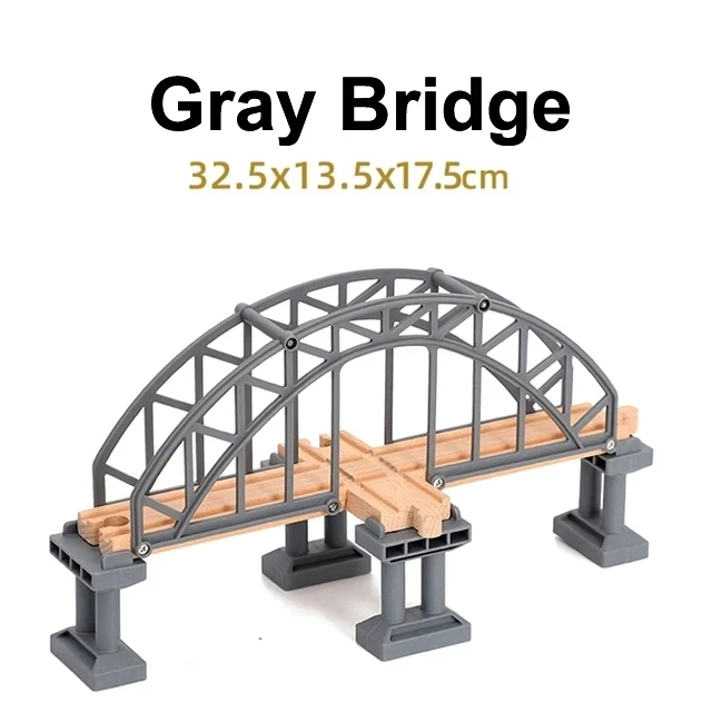 Wooden Railway Track Accessories Set with Bridge and Tunnel