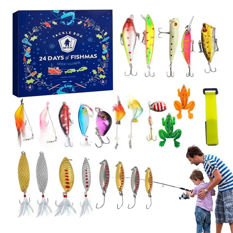 

24pcs Fishing Tackle Advent Calendar Funny Christmas Countdown Practical Fishing Lures for christmas festival 24days countdown