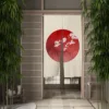 Japan Door Curtains Red Sun Japanese Shrine Door Red Round Plum Blossom Noren Kitchen Room Partition Half Curtains Blocking 5