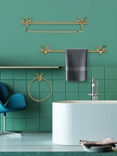 

Luxury Bathroom Wall Hooks Brass Towel Vintage Gold American Clothes Wall Hooks Hats Annimals Creative Bathroom Accessories