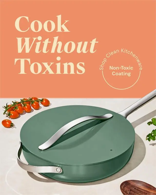Pan with Lid (4.5 qt, 11.8") - Non Toxic, PTFE & PFOA Free - Oven Safe & Compatible with All 2