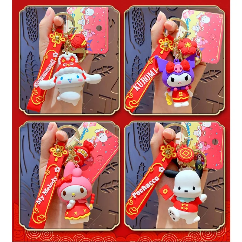 

Cartoon Sanrio Kawaii Hello Kitty Kuromi Melody Keychain Pendant Cinnamoroll Pachacco Boys Girls New Year Gift Cute Cartoon