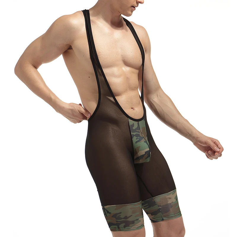 Men’s Camouflage Bodysuits and Underwear: Stretchy Tanks, Jumpsuits, and Intimate Lingerie mens mesh see thru underwear