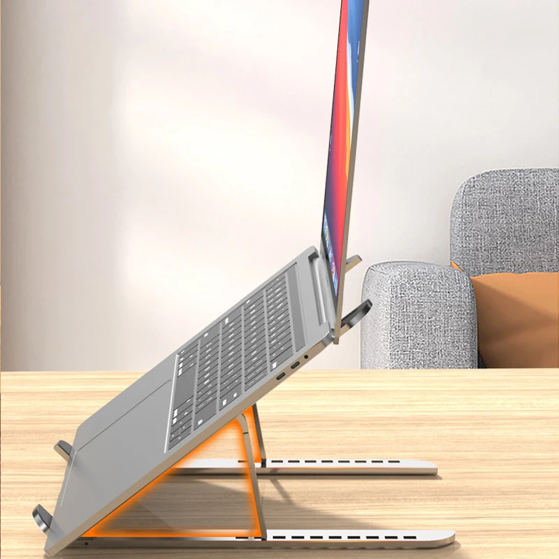 Ten speed adjustable aluminum alloy laptop stand, folding heat dissipation and height increase stand, portable stand