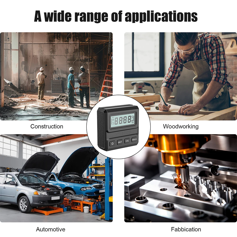 디지털 각도기 4*90 °   자석 베이스가 있는 각도 측정기, 전자 경사계, 측정 상자