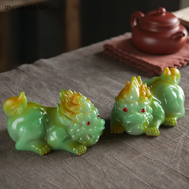 Creative Color-changing Zhaocai Tea Pet Resin Pixiu Feng Shui Decoration Tea Table Accessories Exquisite Tabletop Tea Decoration