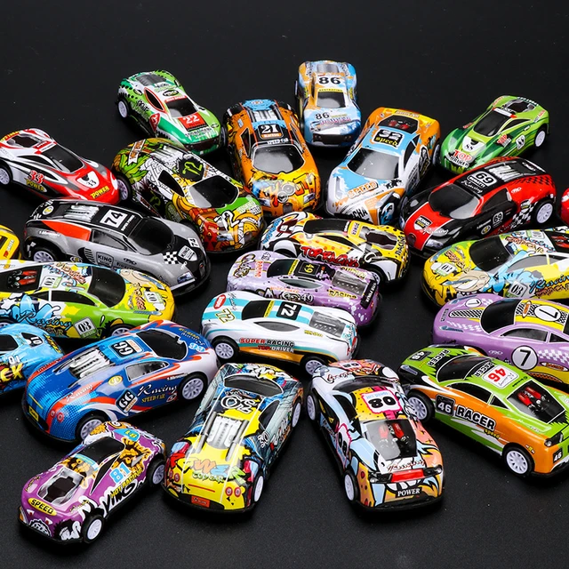 12pcs die-cast metal carro brinquedos puxar para trás corrida