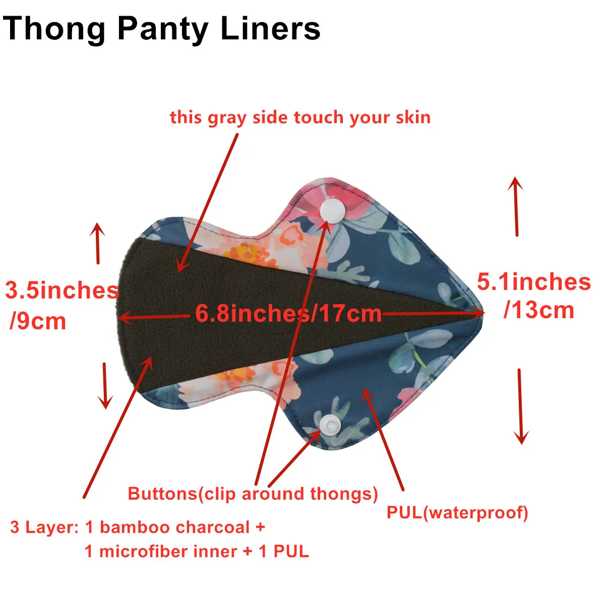 Sanitary Pads Thong Panty Liner XXS Cloth Menstrual Pad Reusable Washable Bamboo CHARCOAL Sanitary Wet Bags 1