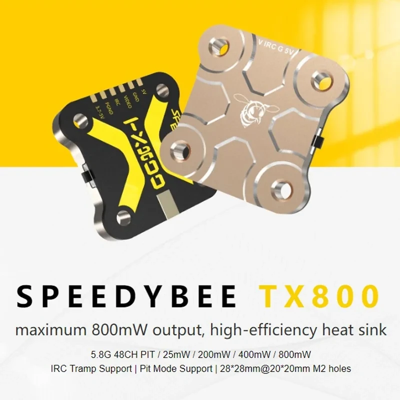 SpeedyBee TX800 VTX 5.8G 48CH PitMode 25mW/200mW/400mW/800mW Output Long Range Transmitter Tramp Support For RC FPV Racing Drone