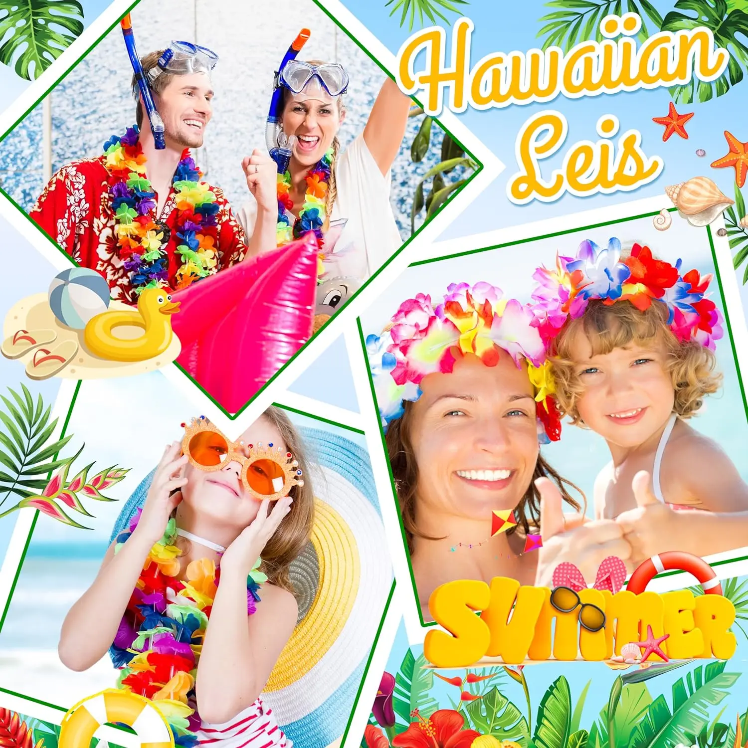 Toyvian 6pcs coloré Fleur hawaïenne Guirlande Bandeau Coiffe Hawaii Luau Couronne Tropicale Couronne Accessoires de fête (aléatoire