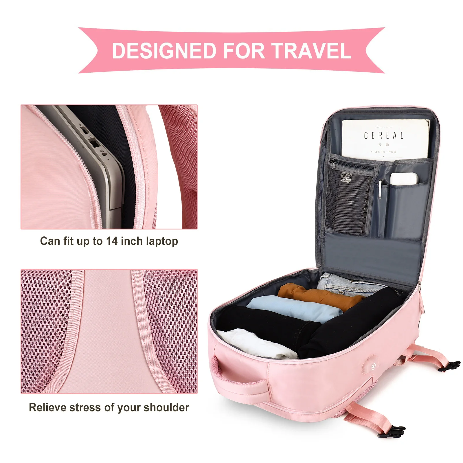 Mochila de viaje para mujer, bolsa de viaje de avión de gran capacidad,  multifunción, ligera, impermeable, informal, para Notebook xuanjing unisex