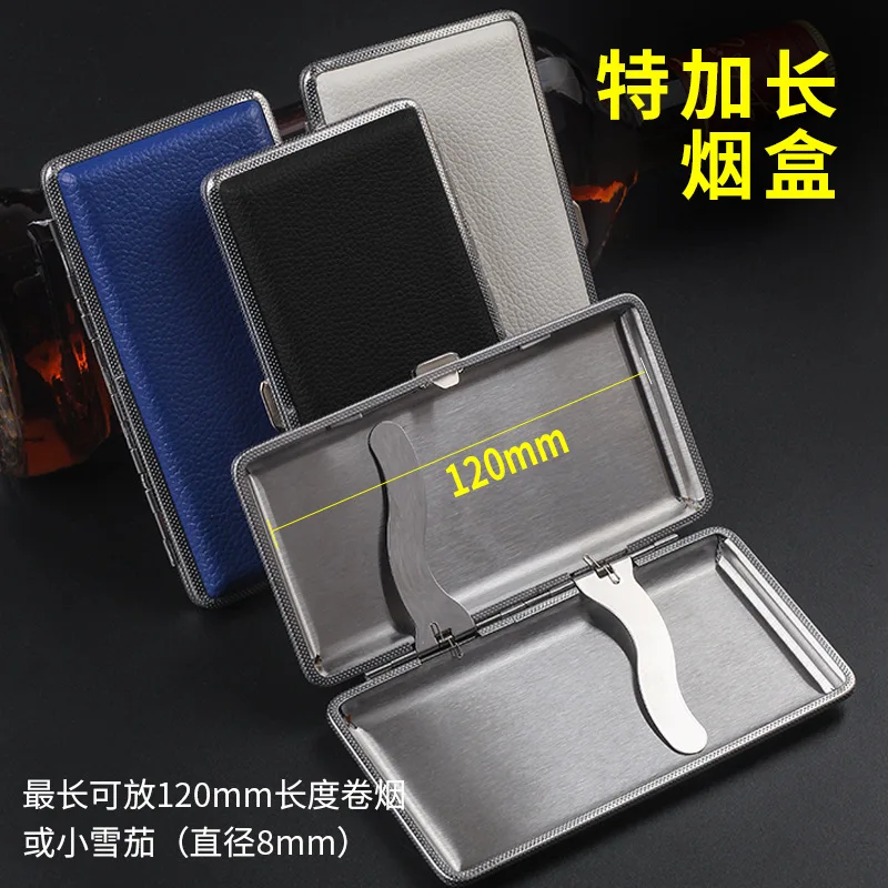 120mm Leather cigarette case Metal iron cigarette case Cigarette accessories 2