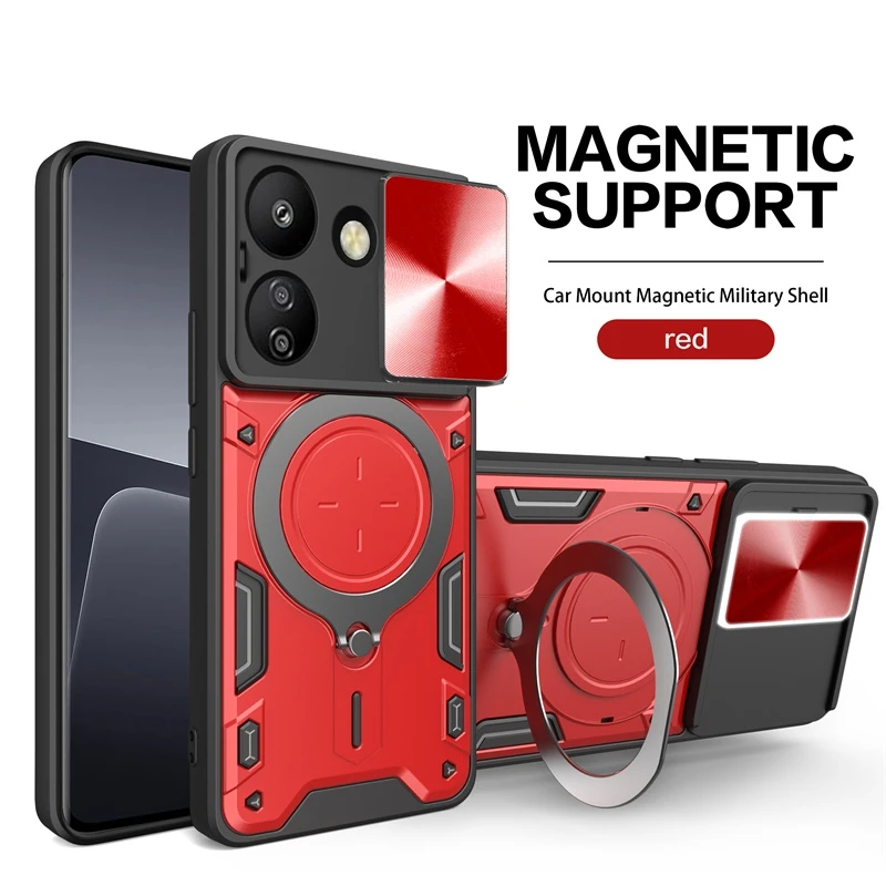 Rugged Armor Slide Camera Protection Case with Magnetic Ring Stand