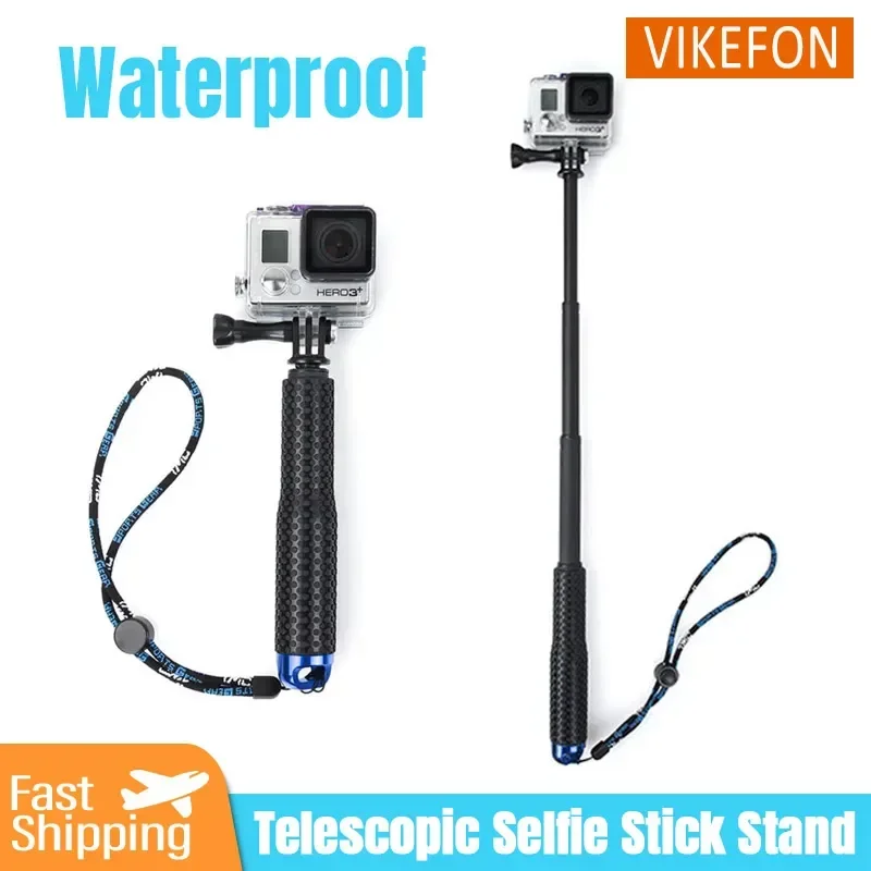 Sports Camera Selfie Stick Extendable Pole Mini Selfie Stick Waterproof Monopod Blue for GoPro Hero13/12/11/10/9/8 Action Video Cameras Outdoor Photography
