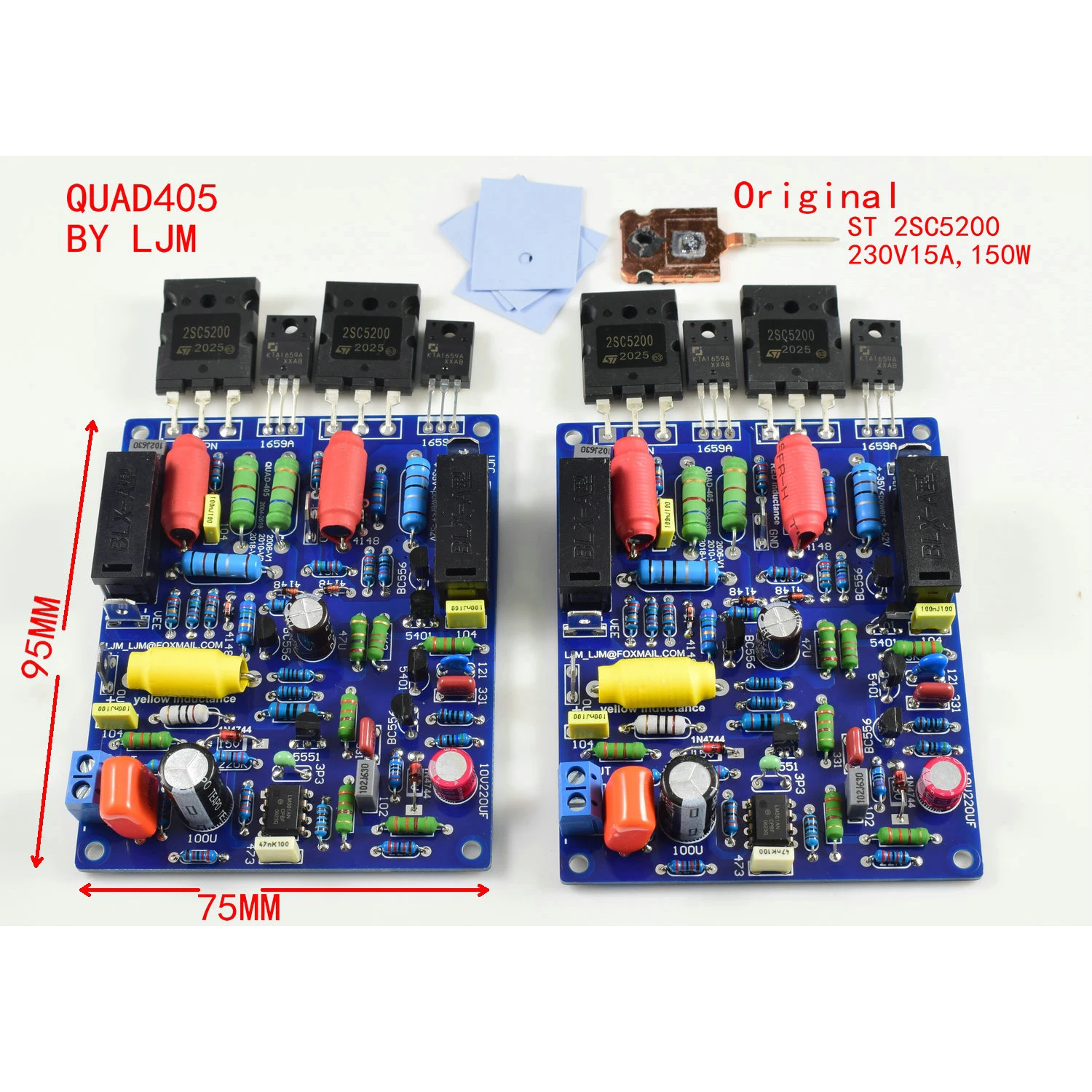 

2pcs QUAD405 Audio Power Amplifier Board 100W*2 stereo audio Amplifier DIY KIT Assembled board