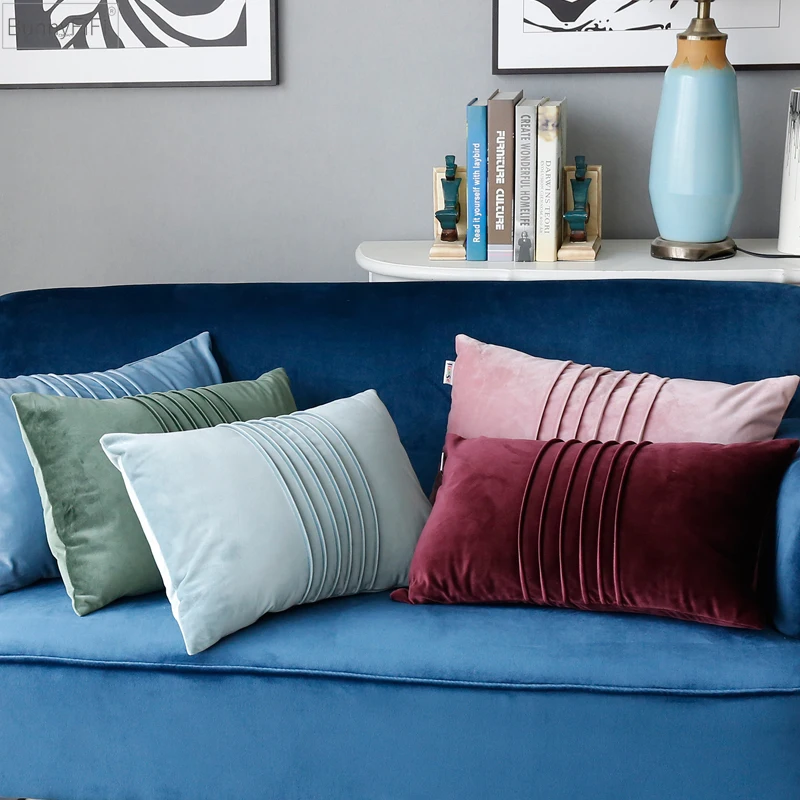 

Soft Velvet Cushion Cover Solid Pink Blue Green Purple Home Decorative Pillow Cover For Couch Bed Chair Rectangle 30x50cm
