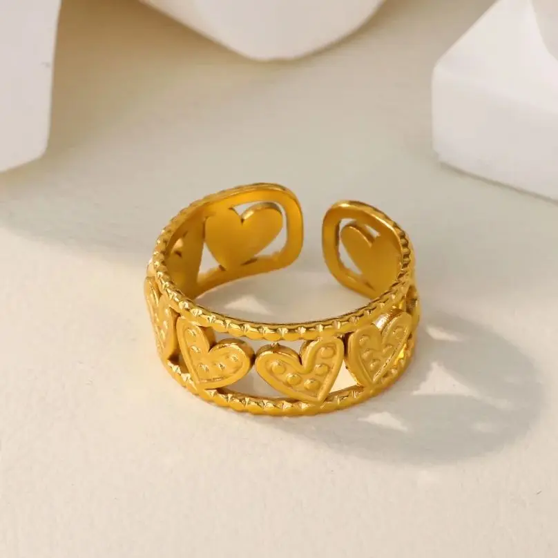 Elegant Rings for Women Gold Color Stainless Steel Geometric Adjustable.