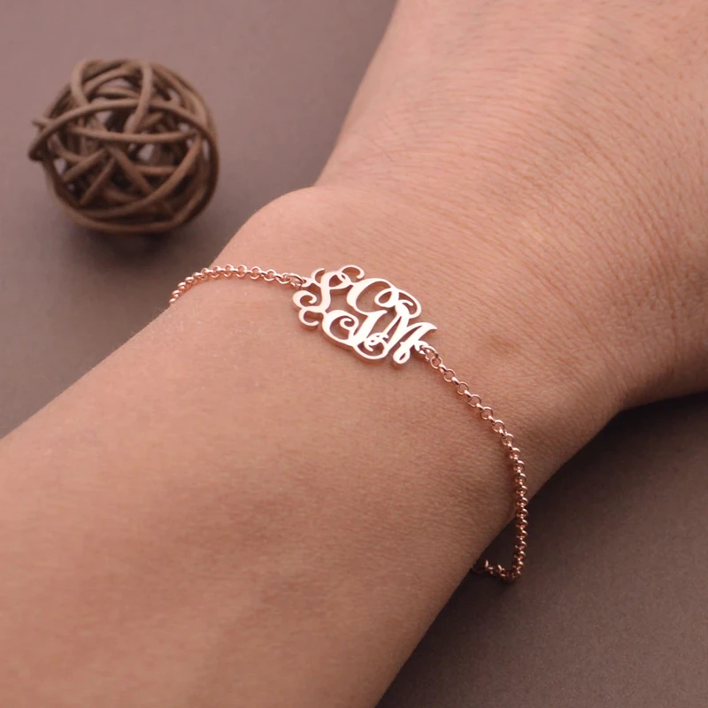 Rose Gold Plated Silver Monogram Bracelet