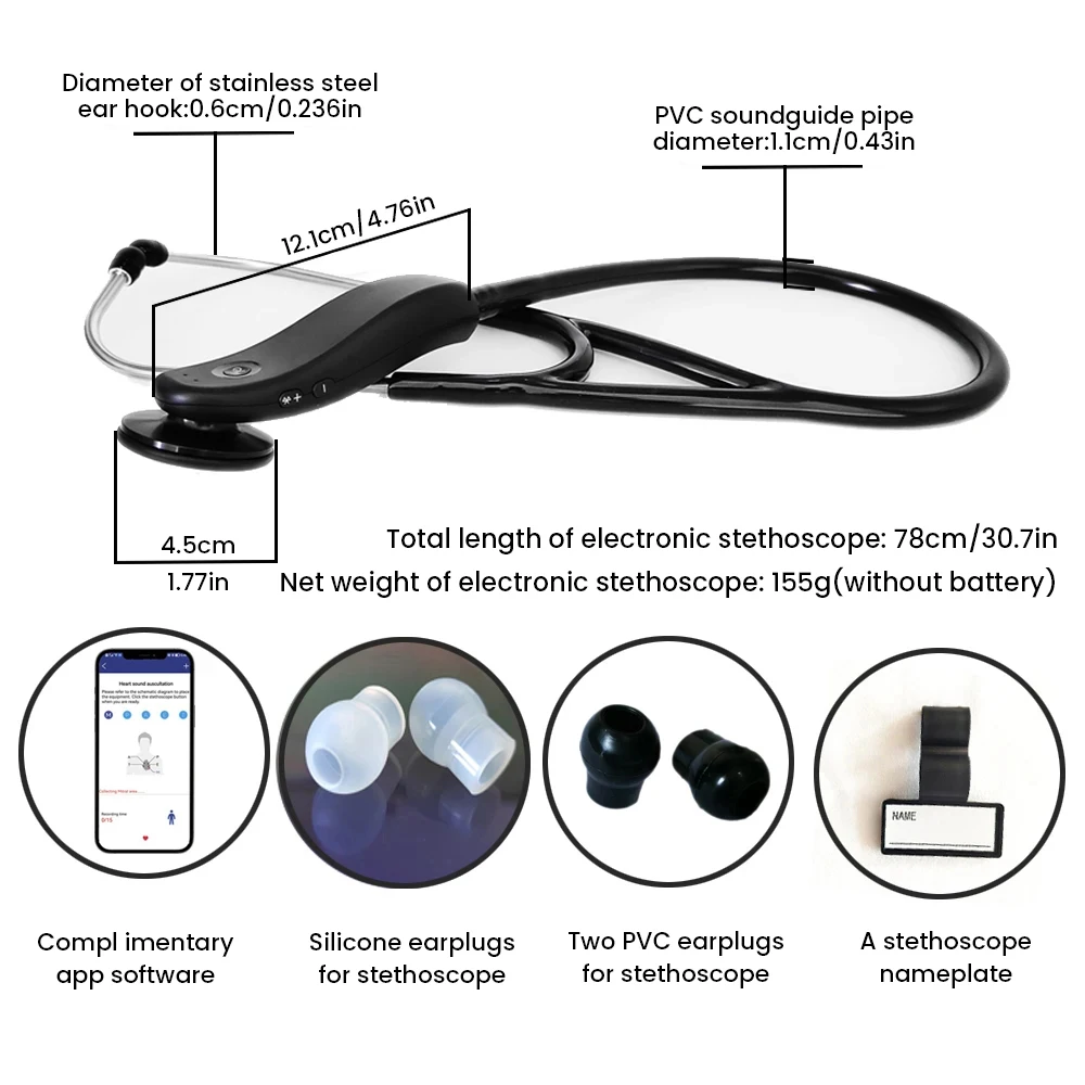 Digital Bluetooth Wireless Intelligent Electronic Stethoscope for Clinics, Hospitals, Homes