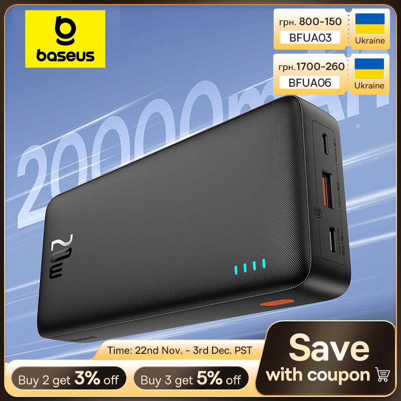 Baseus 20W Power Bank 10000mah 20000mah Fast Charging For iPhone 16 Pro Max