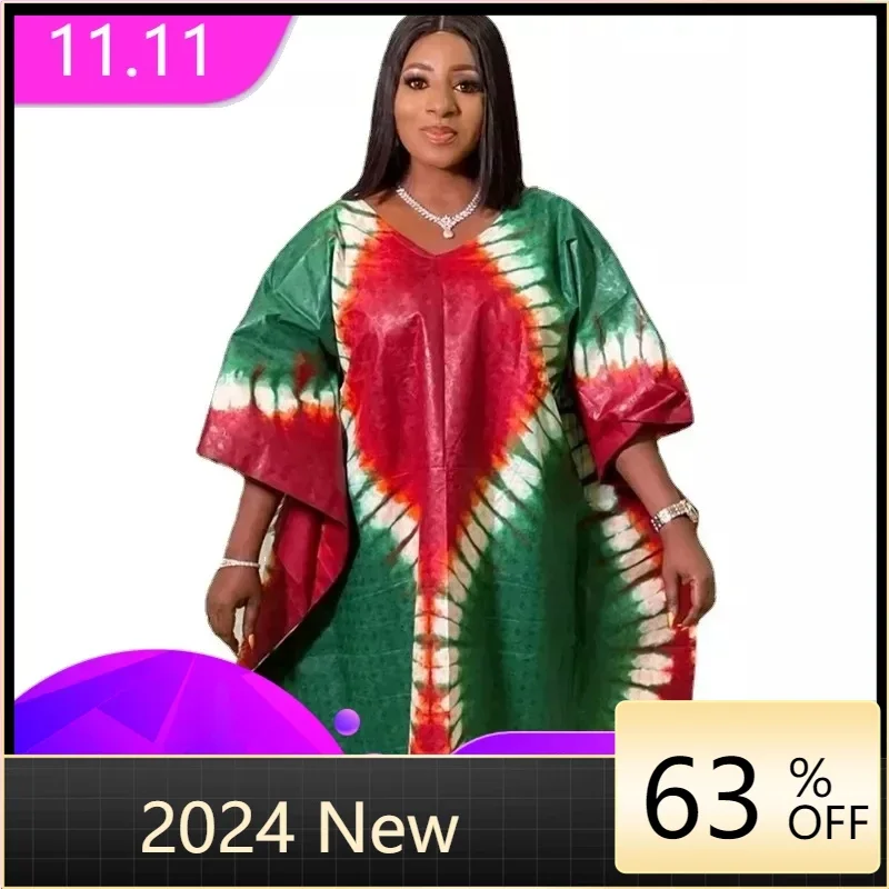 Plus Size African Bazin Riche Long Dress for Women Wedding Party Dress Evening Gowns Traditional Dashiki clothing Kaftan Robe