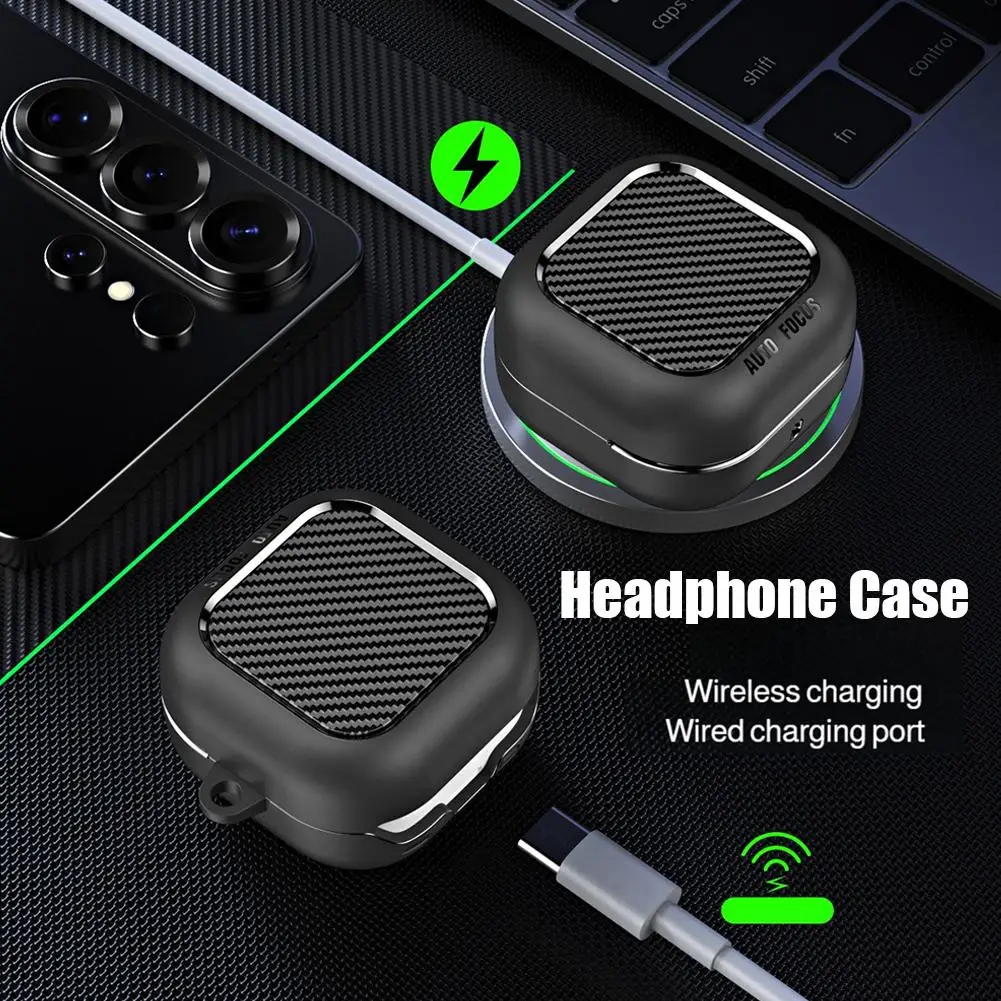 Custodia protettiva antiurto per Samsung Galaxy Buds 4 Pro Cover in silicone Armor Funda con portachiavi per accessori Buds 4 Pro - immagine 3