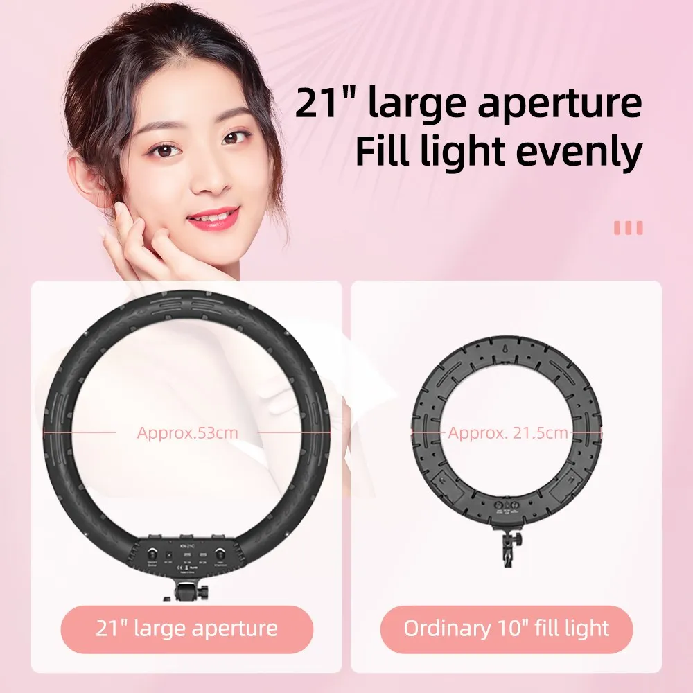 AMBITFUL 18" 21" 50W LED Ring Light Annular Lamp Bi-color 3000K-6000K + Remote Control for Video YouTube Ringlight Makeup Light - Image 4
