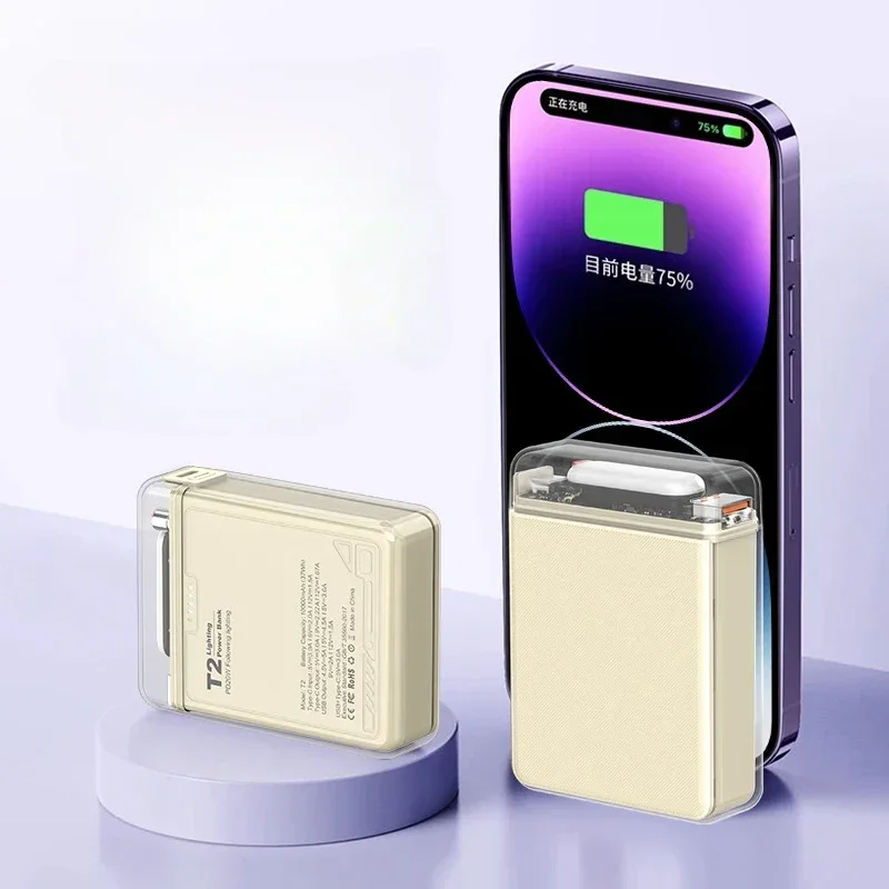Magnetyczny bezprzewodowy power bank do Magsafe, zewnętrzna bateria zapasowa, lampka nocna, 10000mAh, T1, T2 20W