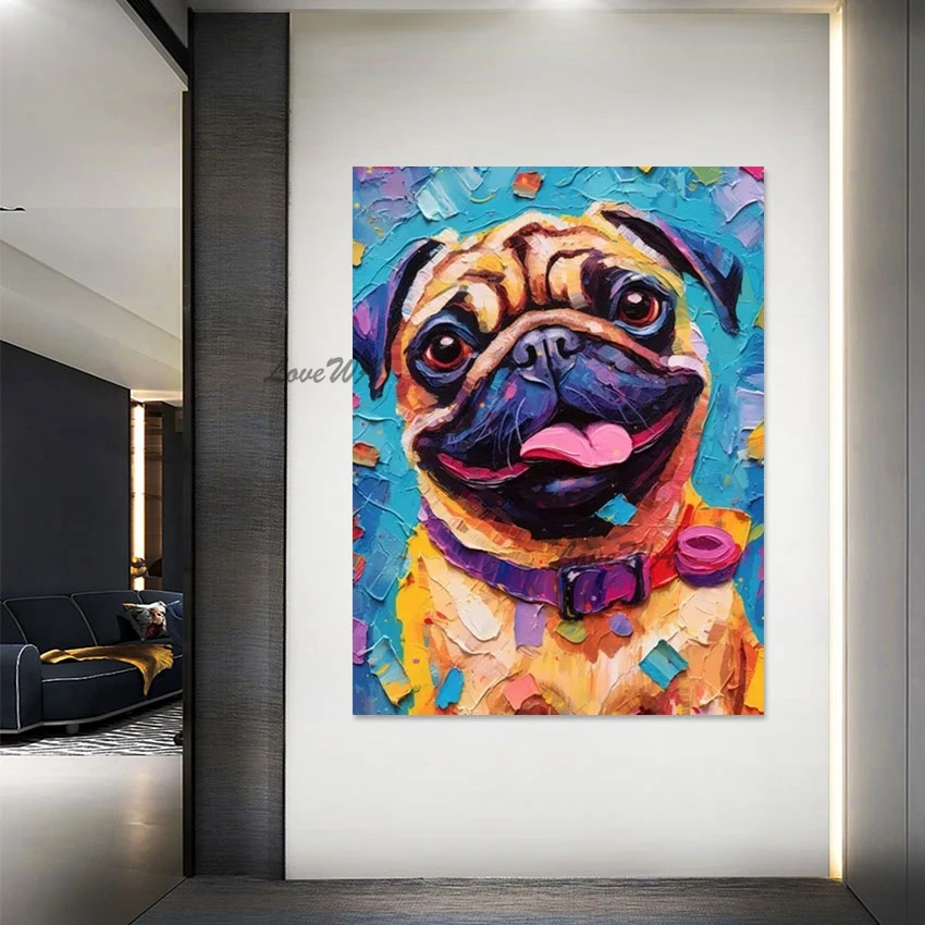 

Palette Knife Artwork Dog Animal Oil Painting High Quality Kids Room Wall Hanging Modern Art Pictures Home Decoration Canvas