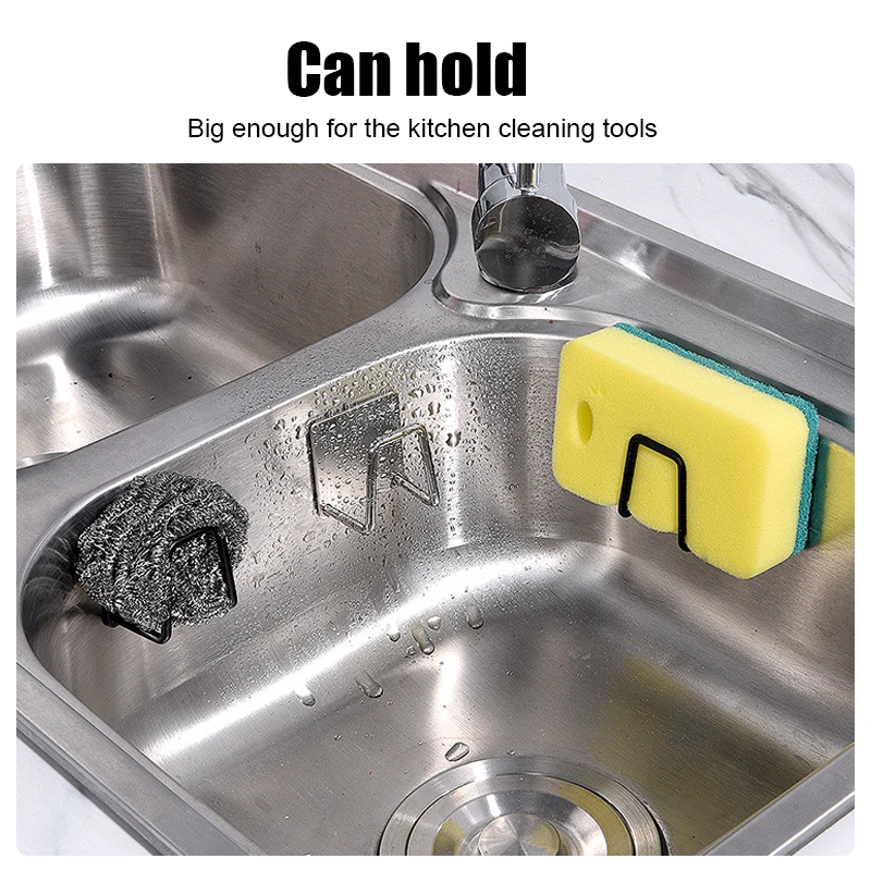 Sink Sponge Rack Kitchen Sponge Storages Sink Drain Drying Rack Shelf Toilet Bathroom Sponge Holder Cleaning Rack Hooks Accessories Tools