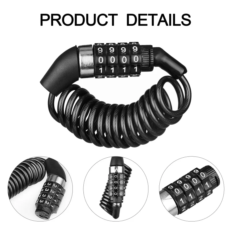 1pc Durable Helmet Lock Chain 4 Digit Password Combination Portable Bike Motorcycle Anti-theft Cable Lock Motorbike Accessories 48v 60v 72v 5a portable carregador electric scooter motorbike ebike racecar elektrikli motorsiklet lipo lifepo4 battery charger